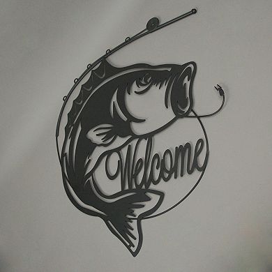 19 Inch Laser Cut Metal Bass Welcome Sign Home Decor Vintage Wall Hanging Art