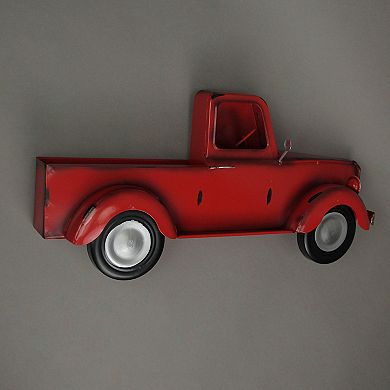 16 Inch Metal Red Vintage Pickup Truck Wall Pocket Farmhouse Decor Sculpture