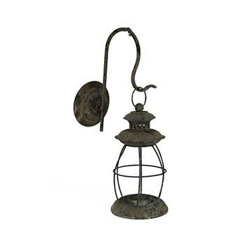 Distressed Metal Vintage Lantern Wall Mounted Candle Sconce