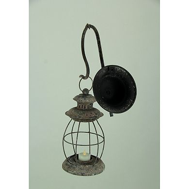 Distressed Metal Vintage Lantern Wall Mounted Candle Sconce