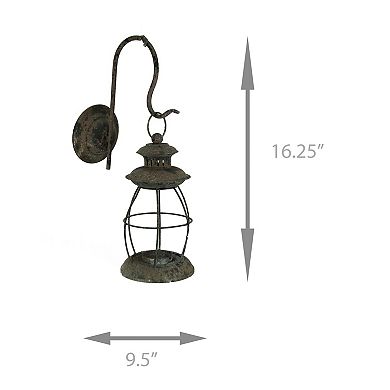 Distressed Metal Vintage Lantern Wall Mounted Candle Sconce