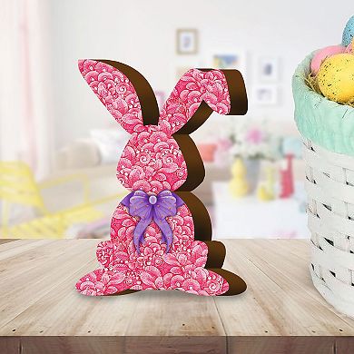 Pink Bunny with Bow Decorative Figurine by G. DeBrekht