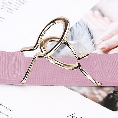 Women's Stylish Elastic Waist Belt with Golden O - Ring Buckle