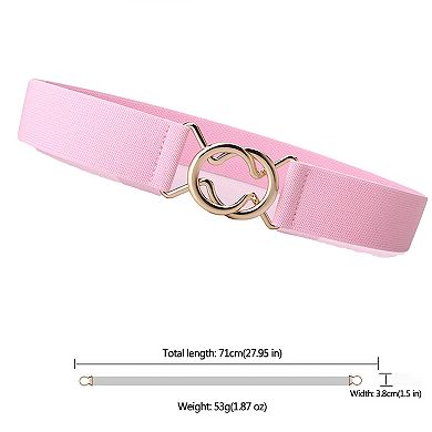 Women's Stylish Elastic Waist Belt with Golden O - Ring Buckle