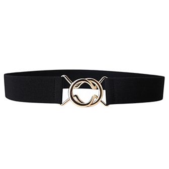Women's Stylish Elastic Waist Belt with Golden O - Ring Buckle