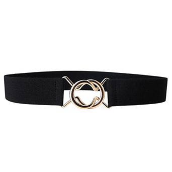 Women's Stylish Elastic Waist Belt with Golden O - Ring Buckle