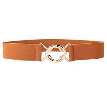 Women's Stylish Elastic Waist Belt with Golden O - Ring Buckle