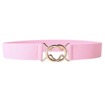 Women's Stylish Elastic Waist Belt with Golden O - Ring Buckle
