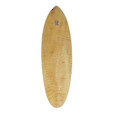 Hand-Carved Wooden Dolphin Design Surfboard Wall Hanging, 20 Inches, Brown