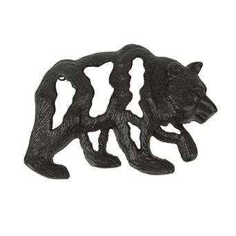 Cast Iron Bear Wall Mounted Sculpture Cabin Home Art Hanging Plaque Lodge Decor