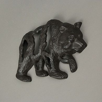 Cast Iron Bear Wall Mounted Sculpture Cabin Home Art Hanging Plaque Lodge Decor