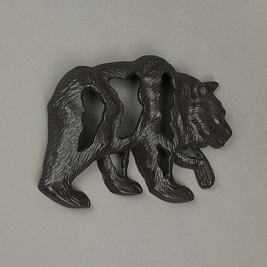 Cast Iron Bear Wall Mounted Sculpture Cabin Home Art Hanging Plaque Lodge Decor