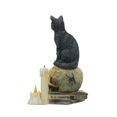 Lisa Parker Spirits of Salem Black Cat on Human Skull Statue 6.5 Inches High