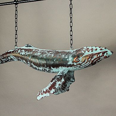 Metal Verdigris Copper Whale Wall Bracket Hanging Sculpture Outdoor Home Decor