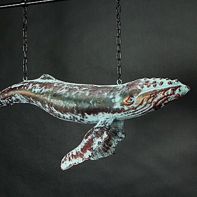 Metal Verdigris Copper Whale Wall Bracket Hanging Sculpture Outdoor Home Decor