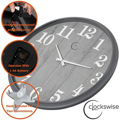 Clockswise 18" Battery Operated Indoor & Outdoor Waterproof Wall Clock Large Decorative Timepiece
