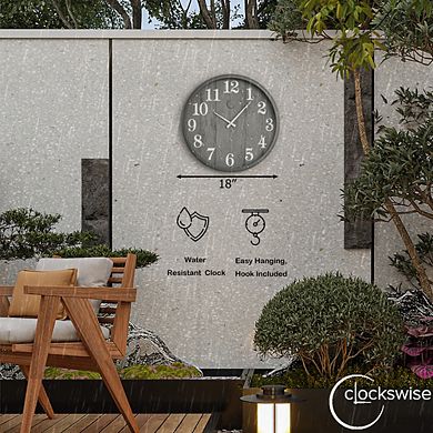 Clockswise 18" Battery Operated Indoor & Outdoor Waterproof Wall Clock Large Decorative Timepiece