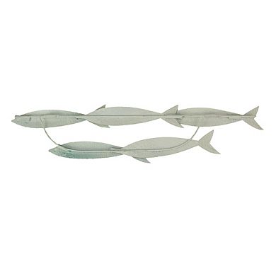 Coastal Blue Metal School of Fish Wall Sculpture