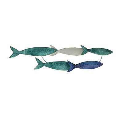 Coastal Blue Metal School of Fish Wall Sculpture