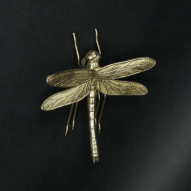 7 Inch Resin Gold Dragonfly Painted Sculpture Wall Art Home Decor Hanging Statue