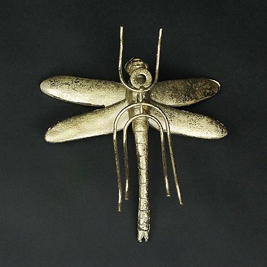 7 Inch Resin Gold Dragonfly Painted Sculpture Wall Art Home Decor Hanging Statue
