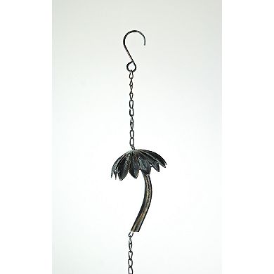 Metal Tropical Palm Tree Rain Chain with Attached Hanger 72 inch