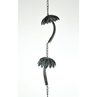 Metal Tropical Palm Tree Rain Chain with Attached Hanger 72 inch