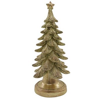 12.9" Gold Resin Christmas Tree Elegant Holiday Decoration