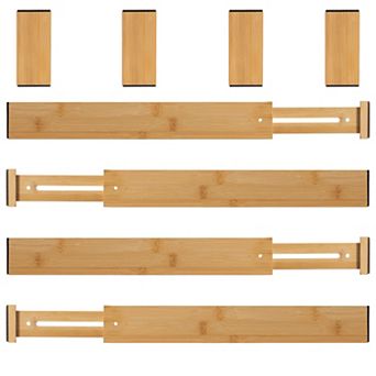 Basicwise Expandable & Adjustable Drawer Organizer with 4 Dividers & 4 Inserts for Home and Office