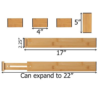 Basicwise Expandable & Adjustable Drawer Organizer with 4 Dividers & 4 Inserts for Home and Office