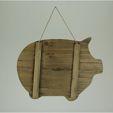 Rustic Wood Farmhouse Pig and Metal Wire Wall Basket