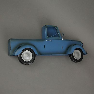 16 Inch Metal Blue Vintage Pickup Truck Wall Pocket Farmhouse Decor Sculpture