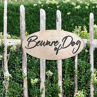 Beware of Dog Handcrafted Wooden Plaque - 17"x8"