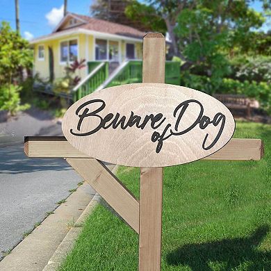 Beware of Dog Handcrafted Wooden Plaque - 17"x8"