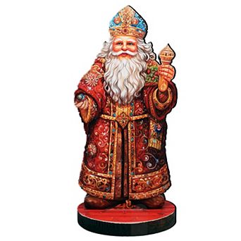 Festive Santa Limited Edition Centerpiece Wooden Figurine by G Debrekht - Christmas Decor