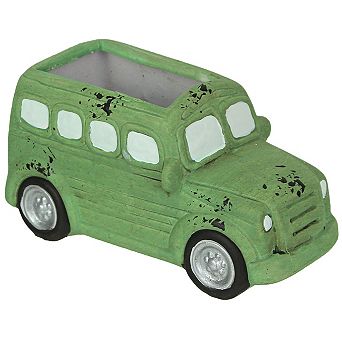 Distressed Green Finish Travel Camper Ceramic Planter Succulent Pot Garden Decor