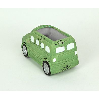 Distressed Green Finish Travel Camper Ceramic Planter Succulent Pot Garden Decor