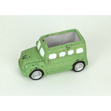 Distressed Green Finish Travel Camper Ceramic Planter Succulent Pot Garden Decor