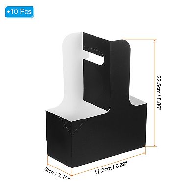 2 Cup Drink Carrier with Handle, 10 Pcs Portable Disposable Kraft Paperboard to Go Coffee Cup Holder