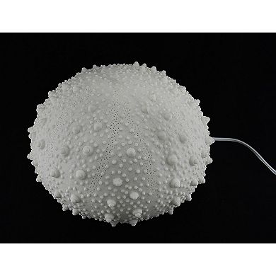 Large White Sea Urchin Coastal Accent Lamp 16 Inch Diameter