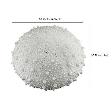 Large White Sea Urchin Coastal Accent Lamp 16 Inch Diameter