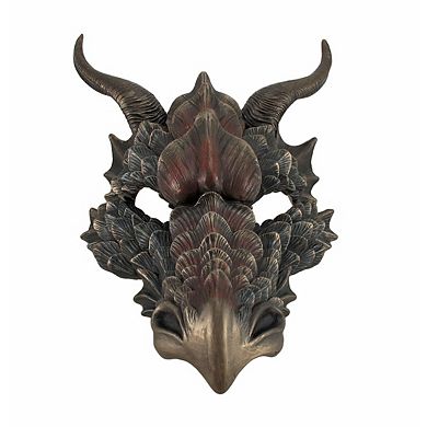 Metallic Bronze Finish Dragon Head Wall Mask Medieval Decor