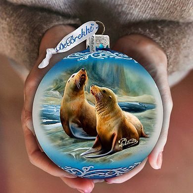 Coastal Sea Lions Glass Ornament by G. Debrekht