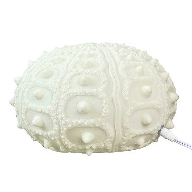 Coastal Sea Urchin Lamp, 12" Resin Sculpture with Warm Glow, Decorative Accent