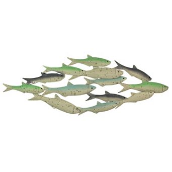 28 Inch Metal Tropical School Of Fish Wall Art Sculpture Hanging Nautical Art