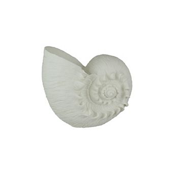 White Sandstone Finish Frilled Nautilus Shell Accent Lamp 10 in High