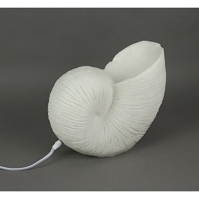 White Sandstone Finish Frilled Nautilus Shell Accent Lamp 10 Inches High