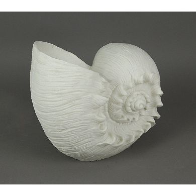 White Sandstone Finish Frilled Nautilus Shell Accent Lamp 10 Inches High