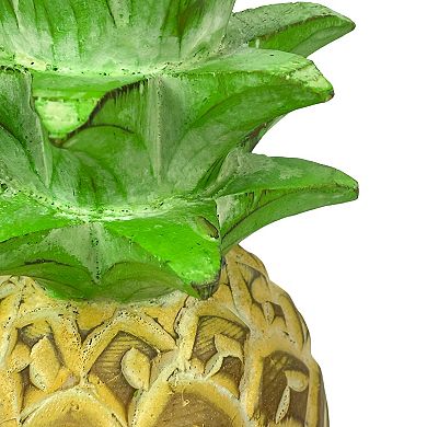 Hand-Painted Pineapple Sculpture 9.75" High, Rustic Tropical Decor Accent