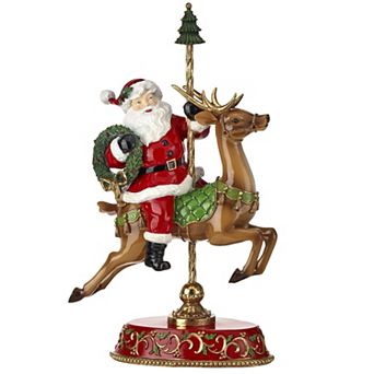 18" Santa on Carousel with Deer Enchanting Christmas Decoration